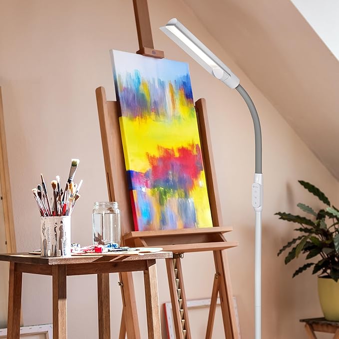 OttLite WingShade LED Floor Lamp, Clearsun, White, Shipper