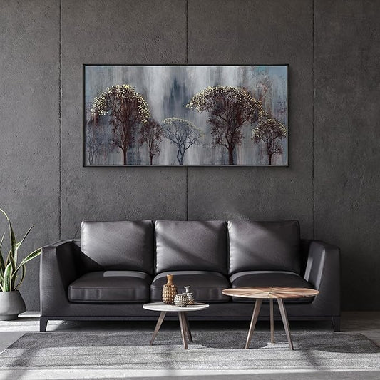 KLAKLA Gold and Brown Wall Art for Living Room, Bedroom and Office - Landscape Tree Paintings - Versatile Wall Decor Pictures for Bedroom and Artwork for Wall 20×40IN