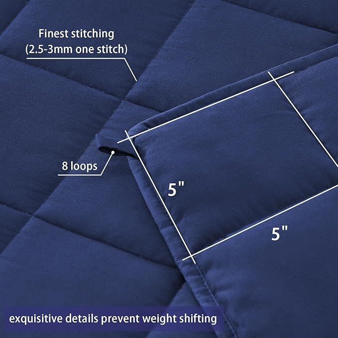 yescool Weighted Blanket for Adults (18 lbs, 60" x 80", Blue) Cooling Heavy Blanket for Sleeping Perfect for 170-190 lbs, Queen Size Breathable Blanket with Premium Glass Bead, Machine Washable