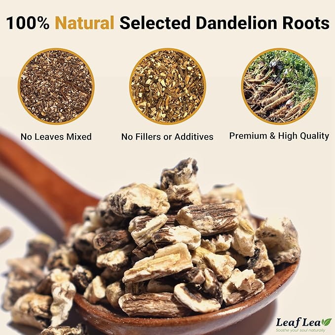 LeafLea 40 Dandelion Root Tea Bags, Dandelion Tea Supports Wellness and a Balanced Lifestyle, 100% Natural & Pure Dandelion Root, Vegan, No Sugar, Caffeine-Free
