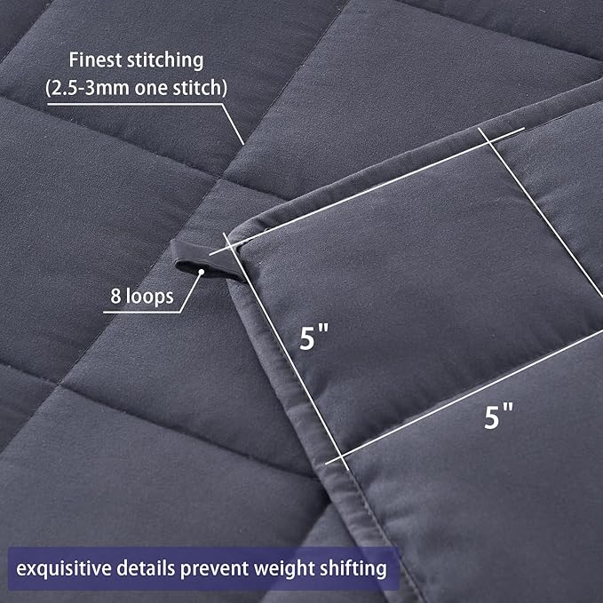 yescool Weighted Blanket for Adults (18 lbs, 60" x 80", Grey) Cooling Heavy Blanket for Sleeping Perfect for 170-190 lbs, Queen Size Breathable Blanket with Premium Glass Bead, Machine Washable