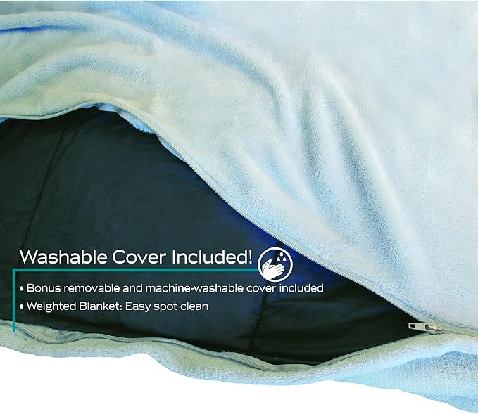 15 lbs Plush Weighted Blanket with Removable & Washable Cover, Grey (48 in. x 72 in.)