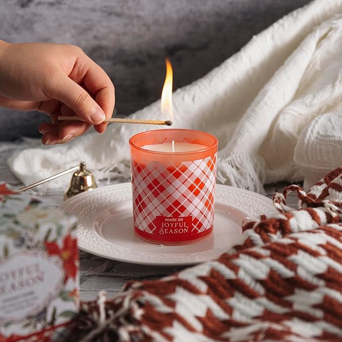 Christmas Scented Jar Candle - 6oz Soy Wax Candle - Joyful Season Infused with Holiday Floral Aroma - with Beautiful Keepsake Box Special for Christmas/Holiday Gifts