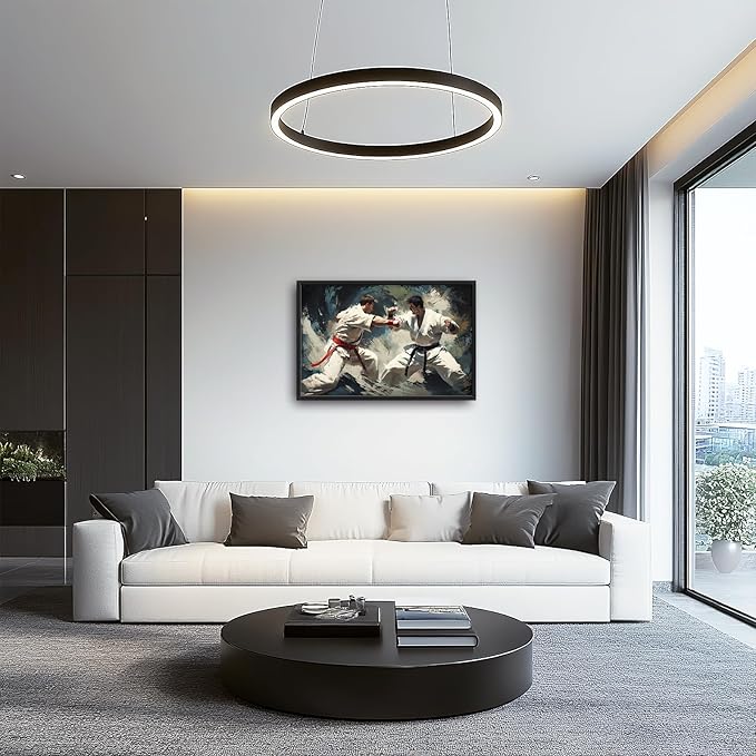 Karate Wall Art Large Sports Pictures Wall Decor Taekwondo Oversize Canvas Prints Painting Framed Artwork Home Decoration Gifts for Gym Bedroom Living Room Office 36"x24"