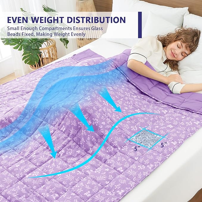 25 lbs weighted blanket Queen Size for Adults (60”x 80”, Mauve) Cooling Heavy Blanket for Sleeping Perfect for 240-260 lbs, Winter Thick Breathable Blanket with Premium Glass Bead, Machine Washable