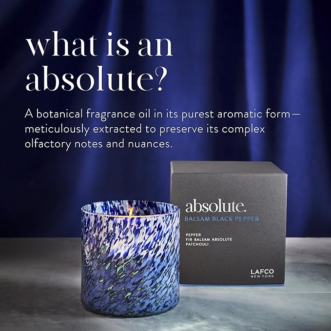 LAFCO New York Signature Candle, Balsam Black Pepper - 15.5 oz - 90-Hour Burn Time - Reusable, Hand Blown Glass Vessel - Made in The USA