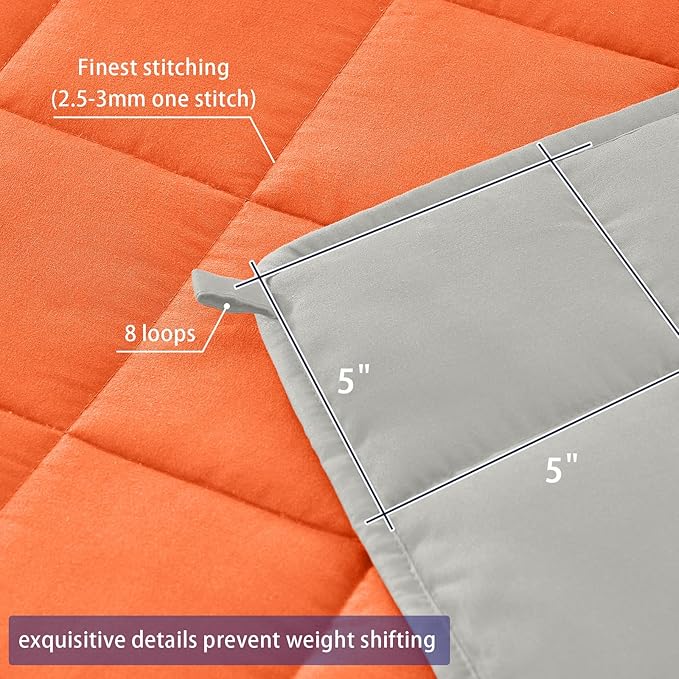 yescool Weighted Blanket for Adults (20 lbs, 60” x 80”, Orange) Cooling Heavy Blanket for Sleeping Perfect for 190-210 lbs, Queen Size Breathable Blanket with Premium Glass Bead, Machine Washable