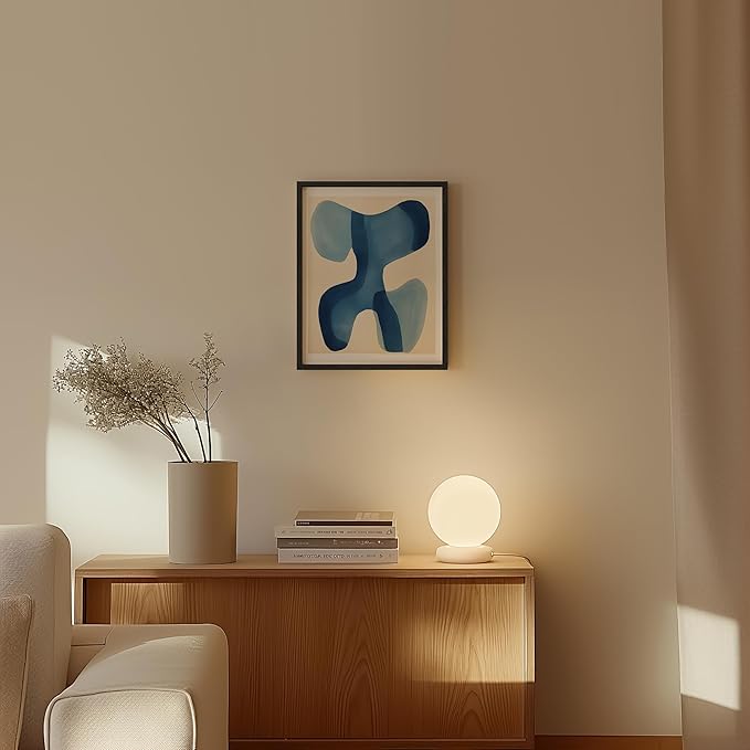 HAUS AND HUES Modern Abstract Wall Art - Blue and Green Living Room Art, Modern Artwork for Walls, Minimalist Picture for Living Room(Blue Shapes, Unframed, 11x14)
