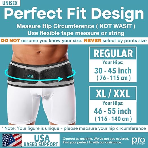Sacroiliac SI Belt, Patented SI Joint Belt for Women and Men. Adjustable Hip and Lower Back Support Brace, Sciatica Pain Relief Hip Brace. (XL-XXL)