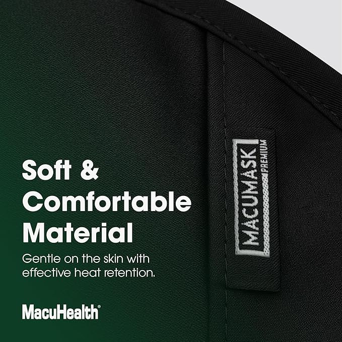 Macuhealth MacuMask - Moist Heat Eye Compress for Dry Eyes, Blepharitis, MGD & Digital Eye Strain, Adjustable Strap, SterilEyes Technology, Microwave & Freezer Safe, Hot or Cold Compress (Premium)