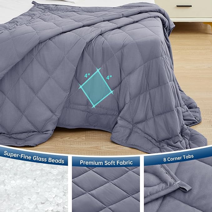OMYSTYLE Weighted Blanket for Adults (25lbs, 80''x87'') - Queen Size Heavy Throw Blanket, Breathable and Cooling Microfiber Material with Premium Glass Bead for All Season Use, Machine Washable, Grey