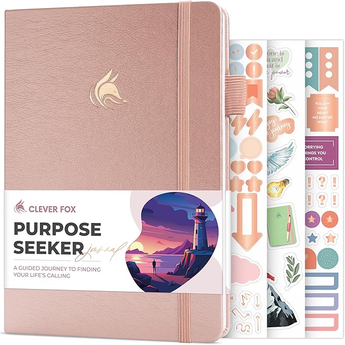 Clever Fox Purpose Seeker Journal – Guided Manifestation & Life Reflection Planner for Daily Self-Exploration, Goal-Setting & Gratitude (Rose Gold)
