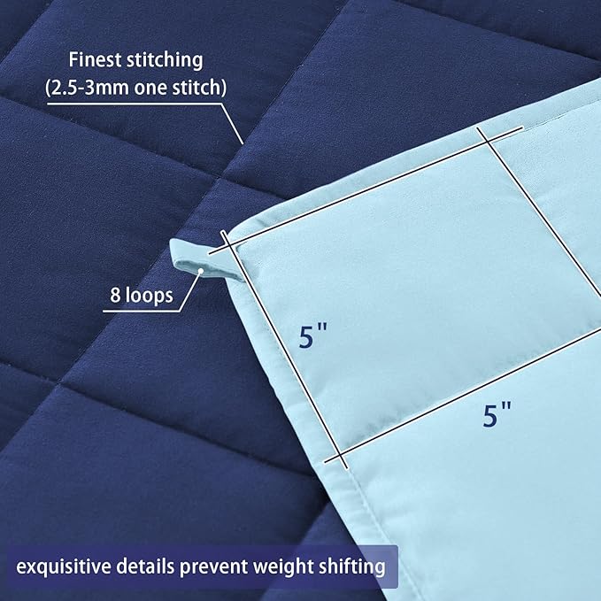 King Size Weighted Blanket for Adults (20 lbs, 80” x 87”, Navy & Blue) Cooling Heavy Blanket for Sleeping Perfect for 190-210 lbs, Breathable Blanket for Adults & Couple All Season, Machine Washable