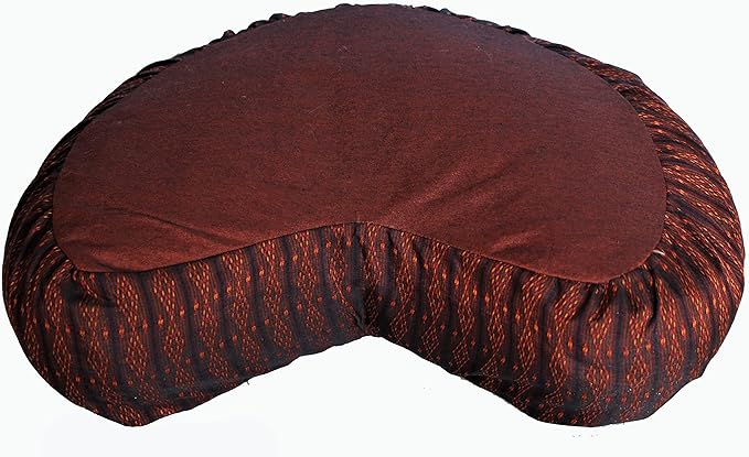 Meditation Cushion Crescent Zafu - Global Weave Rust Brown