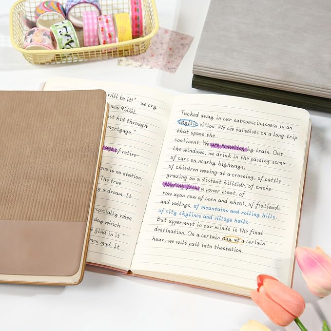 Lined Journal Notebook for Work College Ruled Note Book 7.2"x9.6" B5 PU Leather Daily Journaling 160 Pages for Women Men Writing Home School Supplies Business (B5 Lined 160pages, 10-Brown)