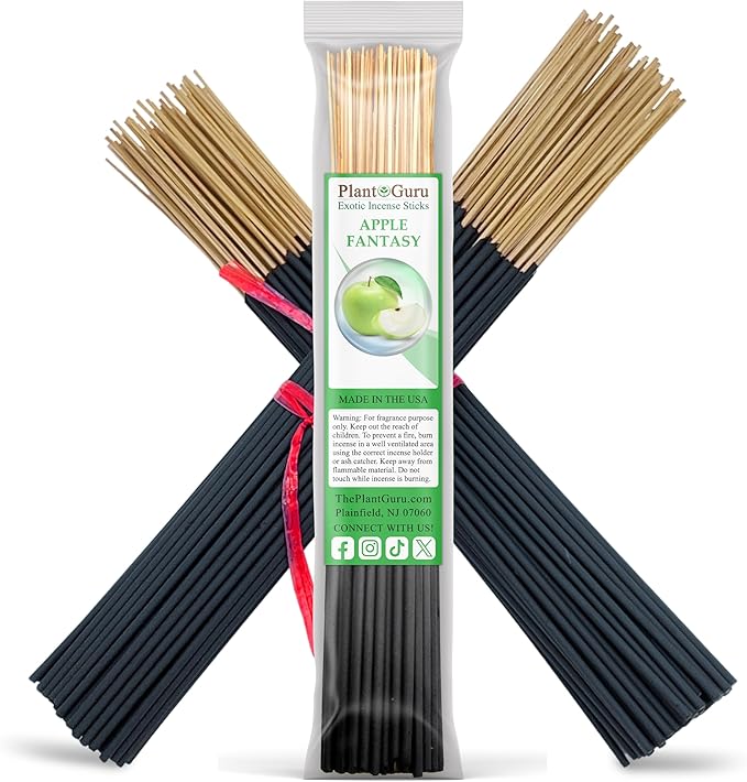 Apple Fantasy Exotic Incense Sticks 11 Inch - Bulk 1 Bundle 45 to 50 Sticks - Natural 11" Long Lasting Aroma That Burns for 45 to 60 Minutes.