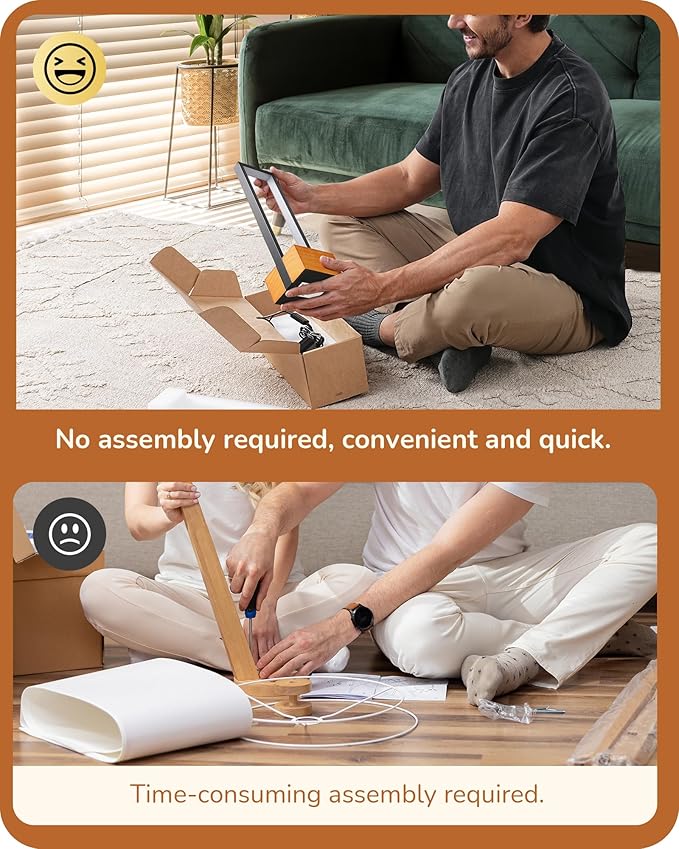 EDISHINE LED Table Lamp, Wooden Bedside Lamp with 3 Color Temperatures, Dimmable Square Nightstand Lamp for Bedroom Living Room, Complete Dark Rose Wood Color Base