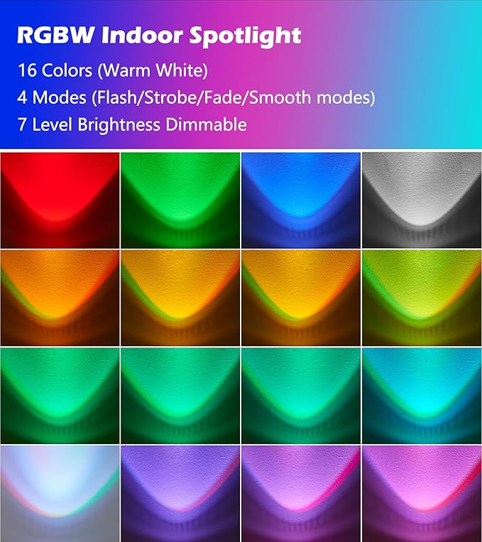2 Pack LED Spot Lights Indoor Spot Lights Accent Lighting, RGBW Color Changing Up Lights Indoor Remote Control Plant Spotlight Decorative