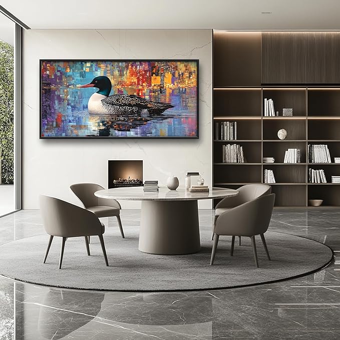 Mallard Wall Art Duck Pictures Wall Decor Abstract Graffiti Duck Large Master Over Above Bed Canvas Prints Horizontal Modern Artwork Painting Home Office Decorations For Kitchen Bedroom 30"x60"