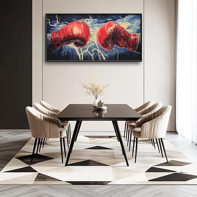 Kylora Boxing Wall Art Boxing Gloves Pictures Wall Decor Sports Fitness Large Master Over Above Bed Canvas Prints Horizontal Modern Artwork Painting Home Office Decorations For Gym Bedroom 30"x60"