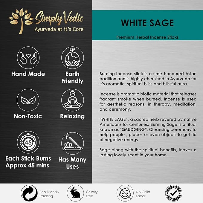 White Sage Incense Sticks 250g (135 Sticks + Holder), Natural, Long Lasting, Aromatherapy, Meditation, Yoga, Spiritual Healing