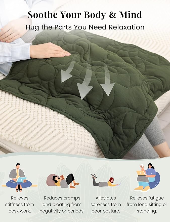 ZonLi Weighted Lap Blanket 5lbs for Meditation, Yoga, Napping, Sleeping and Travel, Cotton Weighted Blanket for Adults,Skin Friendly & Machine Washable, 29x24 inches, Forest Green