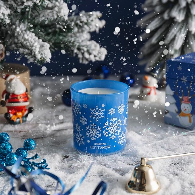 Christmas Scented Jar Candle - 6oz Soy Wax Candle - Let It Snow Infused with Winter Fruits Aroma - with Beautiful Keepsake Box Special for Christmas/Holiday Gifts