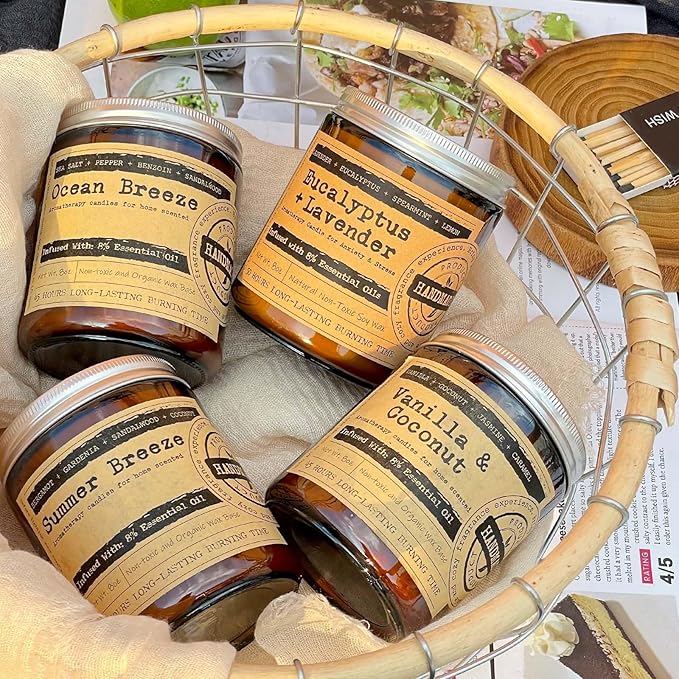 KOTKAS Lavender Eucalyptus Scented Candles - 8oz Natural Scented Soy Candles Non Toxic, Aromatherapy Eucalyptus Lavender Candles Gifts for Women Bath Relaxing Calming Soothing Relaxation Stress Relief