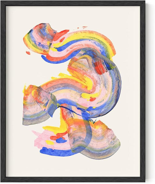 HAUS AND HUES Colorful Abstract Wall Art - Minimalist Retro Picture for Living Room Decor, Red and Pink Modern Wall Art Painting (Abstract Watercolor Swirls, Unframed, 11x14)