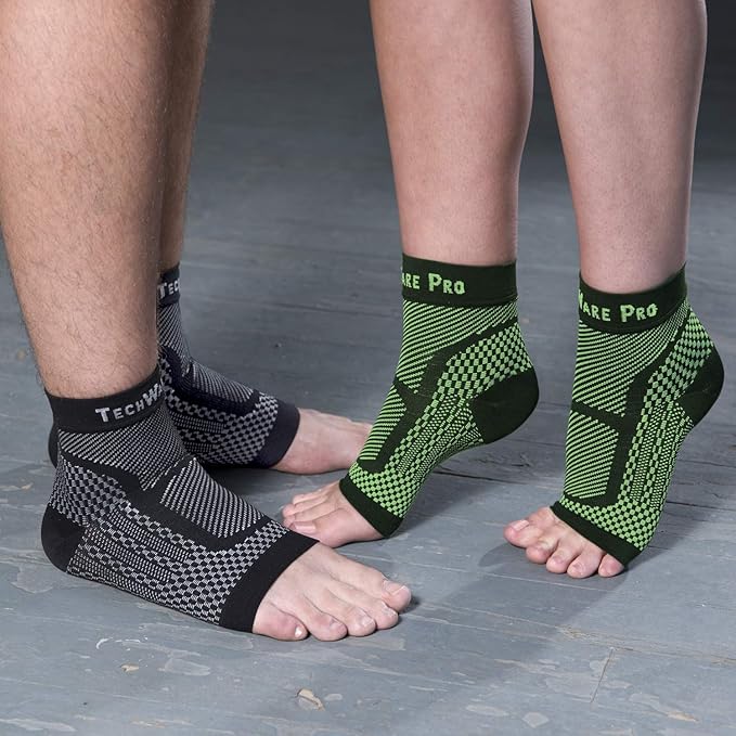 TechWare Pro Ankle Brace Compression Sleeve - Plantar Fasciitis Sock. Relieves Achilles Tendonitis. Foot Arch Support Reduces Joint Pain, Swelling & Heel Spur Pain. Injury Recovery Braces for Sports