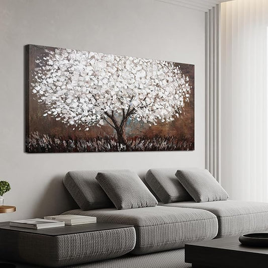 Canvas Wall Art Decor Artwork for Walls Black and White Wall Art Decor for Living Room Tree of Life Wall Art Vintage Tree Flower Wall Decor Art Paintings Prints for Room Home Office Wall Decor 24"X48"