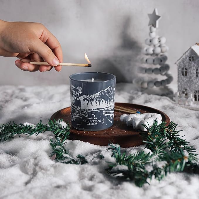 Christmas Scented Jar Candle - 6oz Soy Wax Candle - Glade Infused with Winter Woods Aroma - with Beautiful Keepsake Box Special for Holiday Gifts