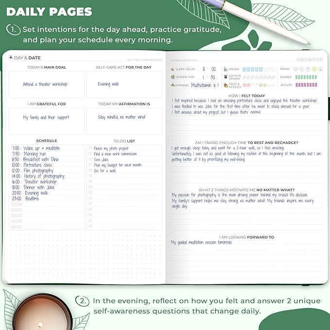Clever Fox Self-Care Journal – Wellness & Daily Reflection Notebook – Mental Health & Personal Development – Self-Care, Meditation & Mood Journal for Women & Men – Large (Forest Green)