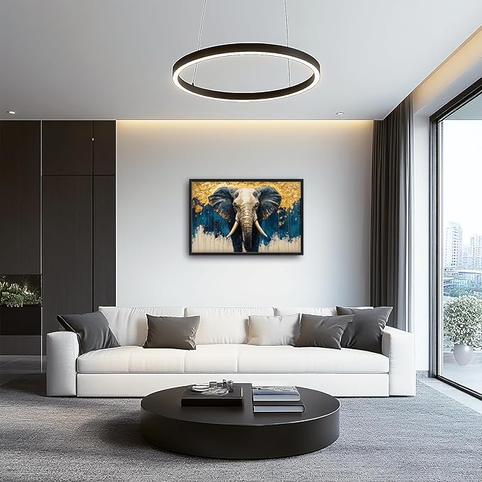 Elephant Large Wall Art Elephant Big Pictures Wall Decor Wild Animals Above Over Bed Canvas Prints Painting Framed Artwork Decoration for Bedroom Living Room Bathroom Office 36"x24"