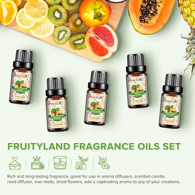 Coconut & Vanilla Fragrance Oils Set, 10 Pcs Aromatherapy Oils Set, for Diffusers, Home Care, DIY Soap Candle Making Scents, Fragrance, Aromatherapy, Humidifiers, for Friend (10ml)