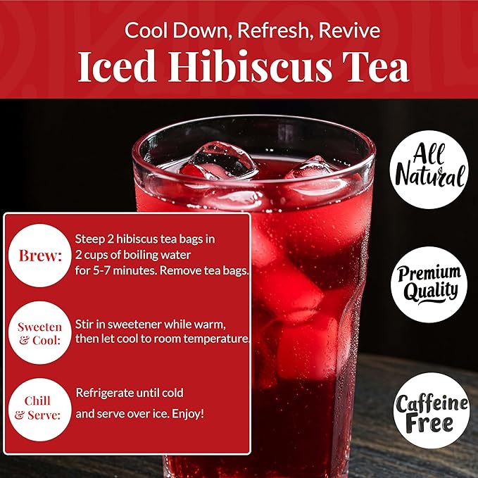 Hibiscus Tea - 75 Tea Bags, 100% Natural Hibiscus Flowers, Te de Hibisco, HerbalTea, Caffeine Free, Sugar-Free, Non-GMO, Sugar-free. Perfect for Hot or IcedTea. by Akshit