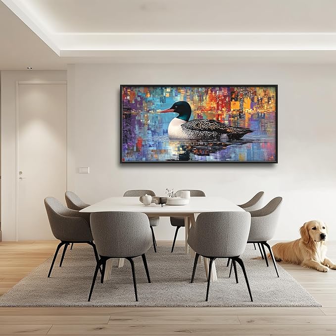 Mallard Wall Art Duck Pictures Wall Decor Abstract Graffiti Duck Large Master Over Above Bed Canvas Prints Horizontal Modern Artwork Painting Home Office Decorations For Kitchen Bedroom 30"x60"