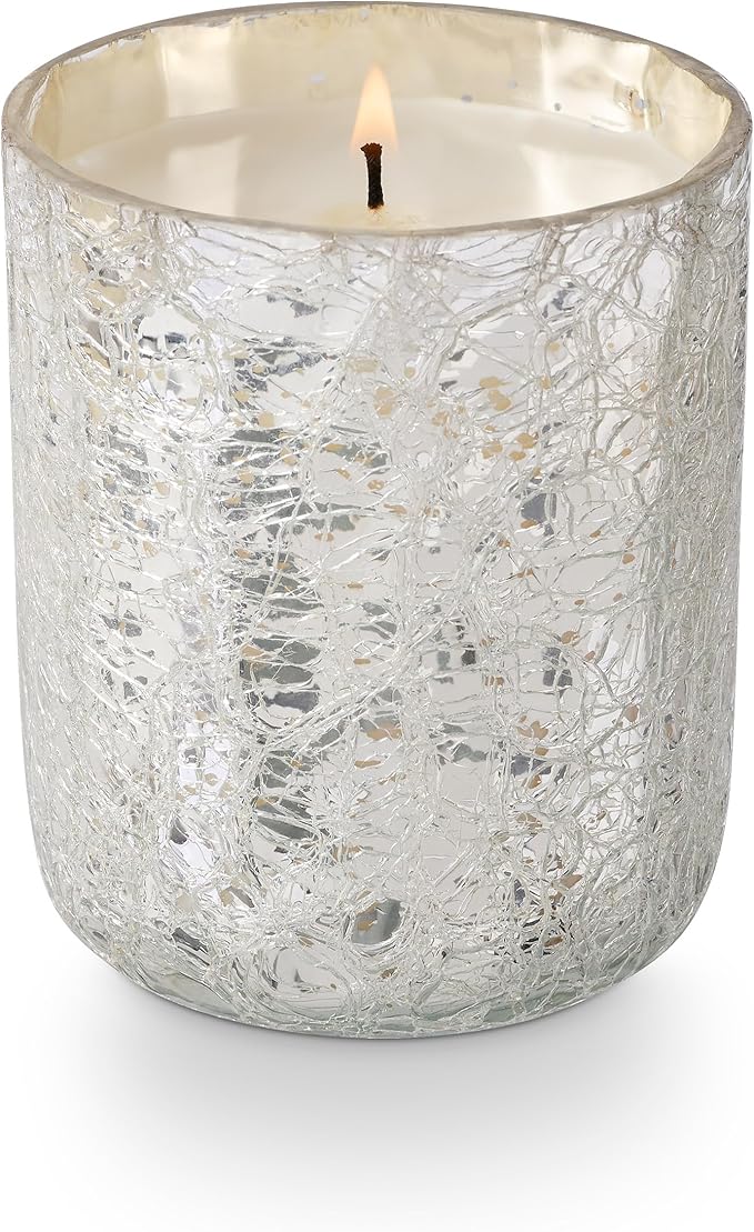 ILLUME Small Boxed Crackle Glass Candle, Balsam & Cedar