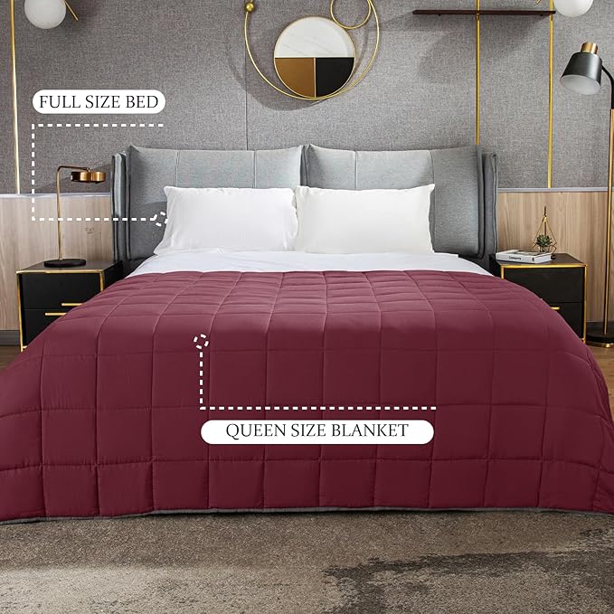 CYMULA Weighted Blanket for Adults (15lbs 60"x80" Queen Size) - Cooling Breathable Heavy Blankets for Summer Winter - Ultra Microfiber Soft Comfort Throw with Glass Beads - Gifts for Men/Women