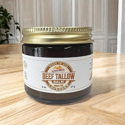 Beef Tallow Balm - 2 oz - Grown and Made in USA - Organic Grass Fed and Finished Tallow - Moisturizing Skin Care