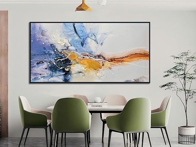 Ardemy Abstract Wall Art Canvas for Living Room Modern Textured White Beige Purple Painting Picture Bedroom Artwork Home Office Kitchen Dining Room Wall Decor, Black Wood Framed Extra Large 58"x29"