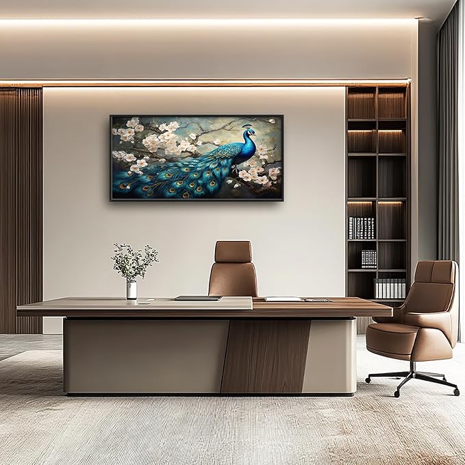 Peacock Large Framed Wall Art for Living Room Peacock Pictures Wall Decor Canvas Print Painting Home Decorations Artwork for Office Bedroom 60x30 inch