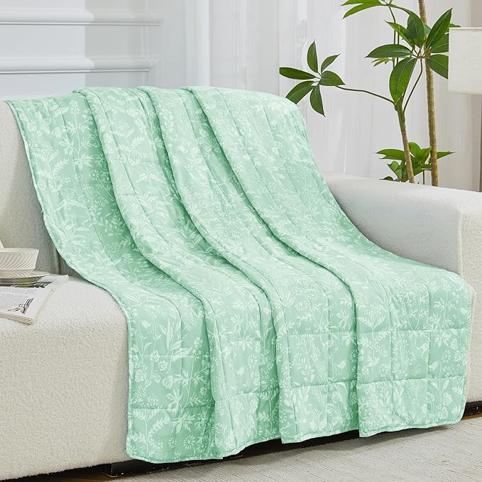 yescool Weighted Blanket for Adults (20 lbs, 48" x 72", Cerulean) Cooling Heavy Blanket for Sleeping Perfect for 140-160 lbs, Twin Size Breathable Blanket with Premium Glass Bead, Machine Washable