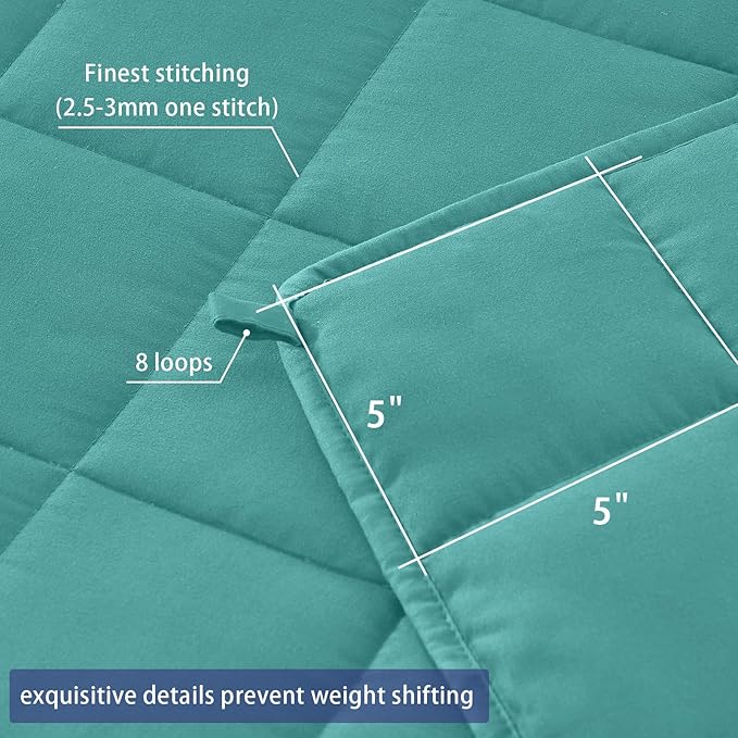 yescool Weighted Blanket for Adults (25 lbs, 80” x 87”, Teal) Cooling Heavy Blanket for Sleeping Perfect for 240-260 lbs, Queen Size Breathable Blanket with Premium Glass Bead, Machine Washable