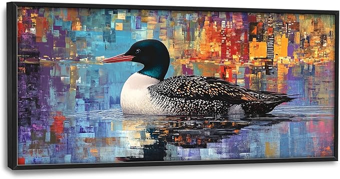 Mallard Wall Art Duck Pictures Wall Decor Abstract Graffiti Duck Large Master Over Above Bed Canvas Prints Horizontal Modern Artwork Painting Home Office Decorations For Kitchen Bedroom 30"x60"