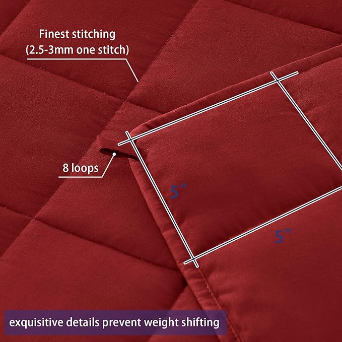 yescool Weighted Blanket for Adults (25 lbs, 60" x 80", Red) Cooling Heavy Blanket for Sleeping Perfect for 240-260 lbs, Queen Size Breathable Blanket with Premium Glass Bead, Machine Washable