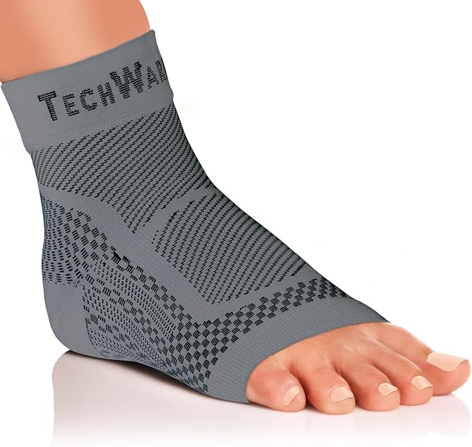 TechWare Pro Ankle Brace Compression Sleeve - Plantar Fasciitis Sock. Relieves Achilles Tendonitis. Foot Arch Support Reduces Joint Pain, Swelling & Heel Spur Pain. Injury Recovery Braces for Sports