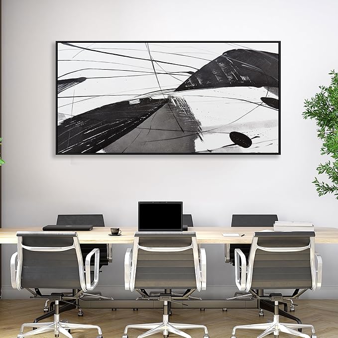 Abstract Canvas Art Home Wall Decor Black and White Abstract Wall Art Framed Artwork Modern Home Wall Decor for Living Room Bedroom Office 20"x40"