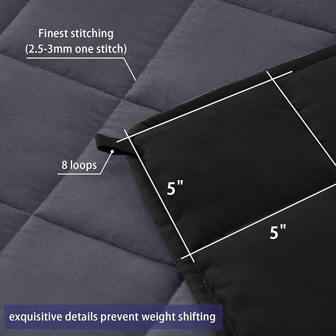 Weighted Blanket for Adults (20 lbs, 88” x 104”, Grey& Black) Cooling Heavy Blanket for Sleeping Perfect for 190-210 lbs, Queen Size Breathable Blanket with Premium Glass Bead, Machine Washable