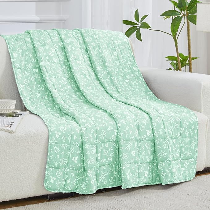 yescool Weighted Blanket for Adults (20 lbs, 60” x 80”, Cyan) Cooling Heavy Blanket for Sleeping Perfect for 190-210 lbs, Queen Size Breathable Blanket with Premium Glass Bead, Machine Washable